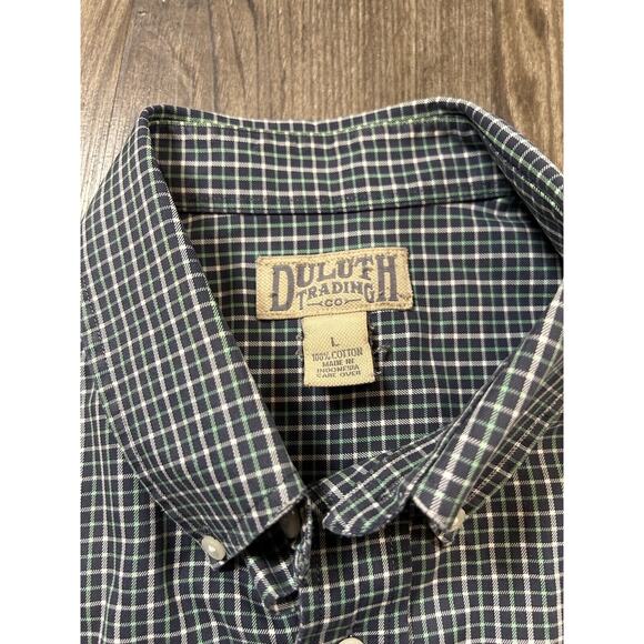 Duluth Shirt Mens Large Green Plaid‎ Button Up Standard Fit Flex Outdoors Travel - Picture 5 of 6
